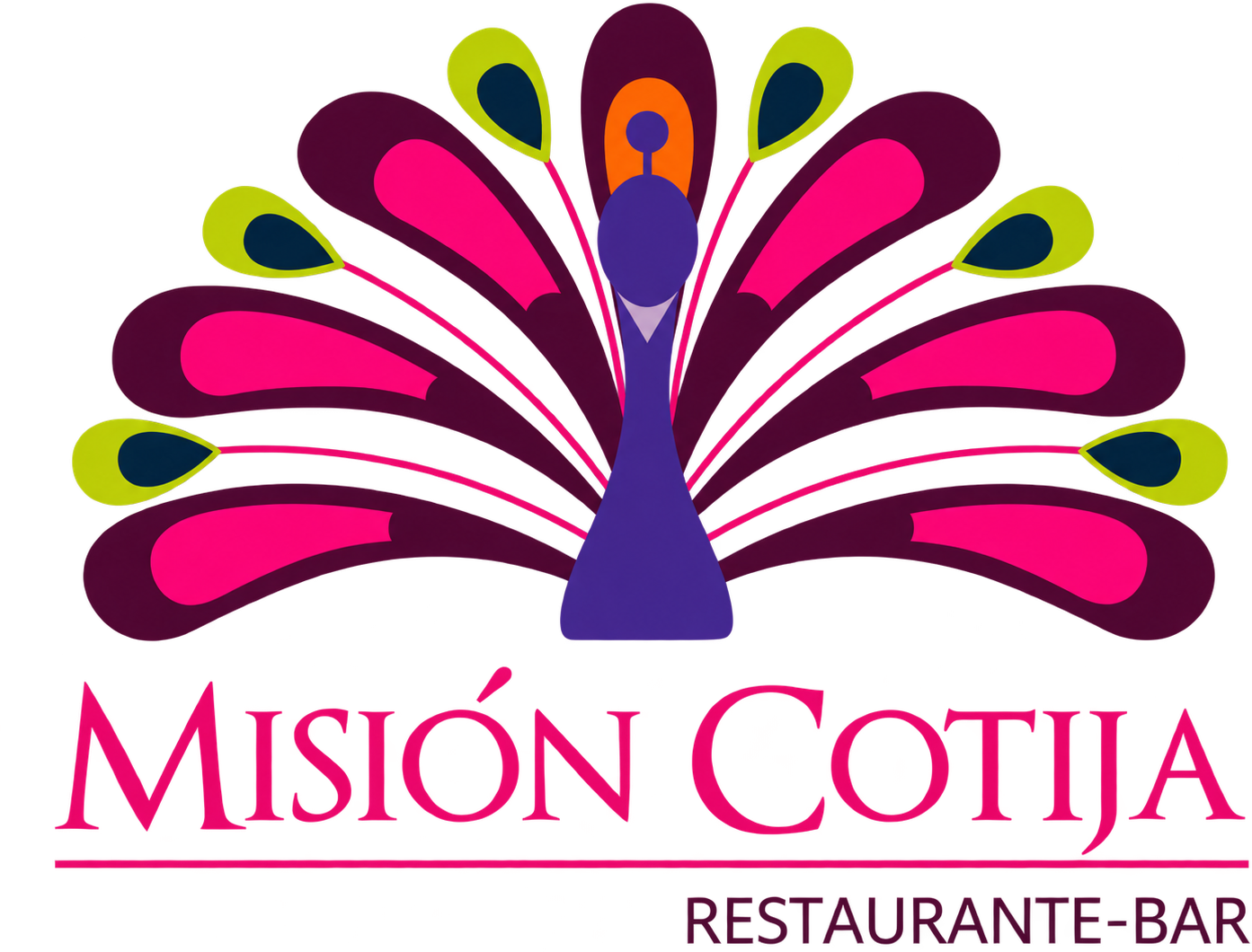 The Misión Cotija mark: a peacock above the restaurant's name